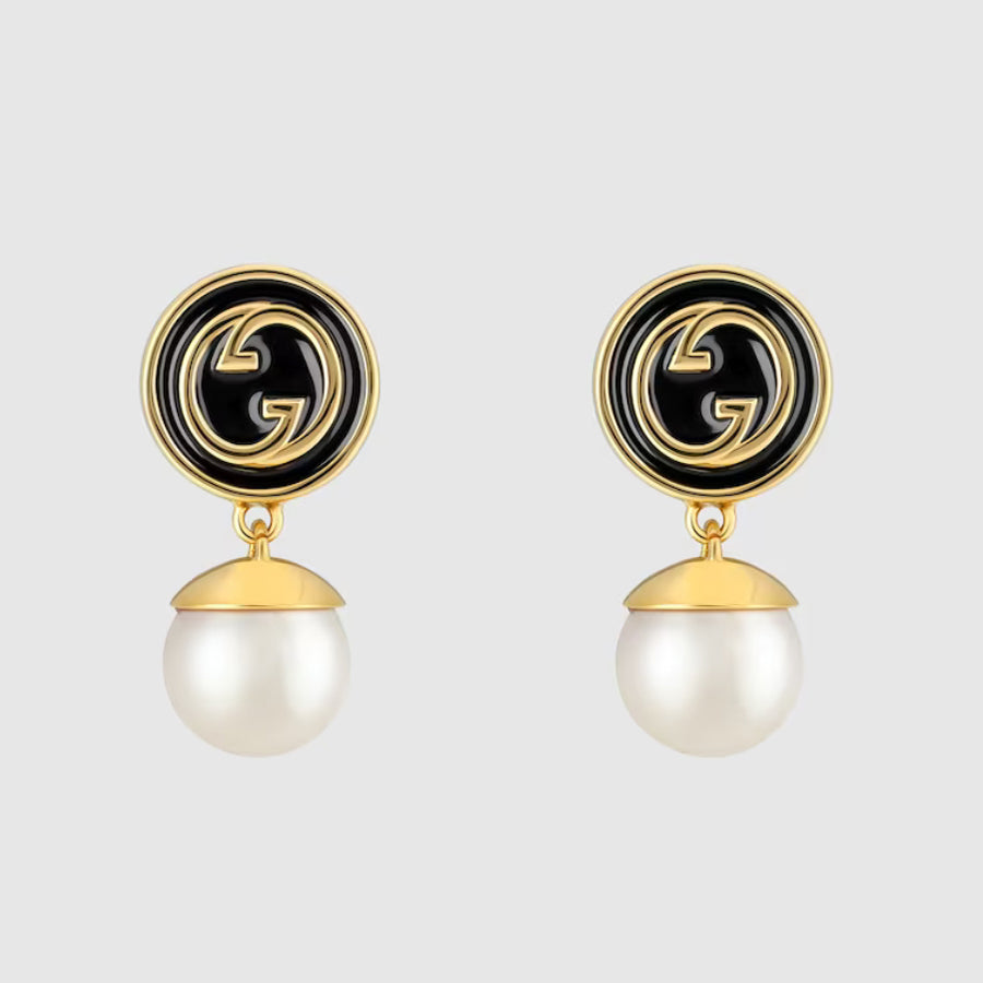 18K Double Gucci Blondie Pendant Earrings