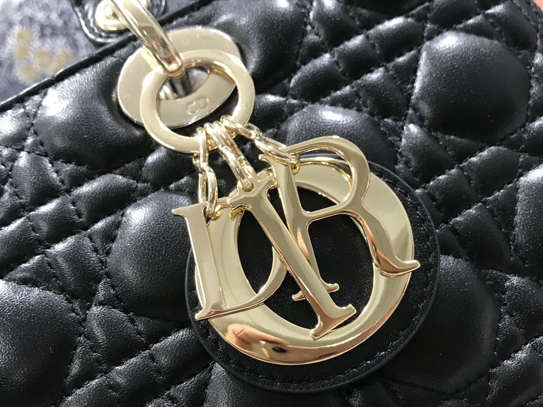 DIOR LARGE LADY BAG 32CM BLACK CANNAGE LAMBSKIN