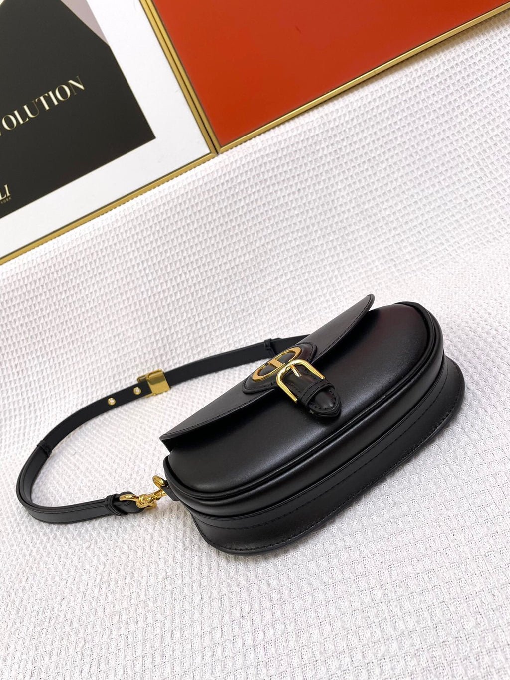 DIOR MINI BOBBY EAST-WEST 20 BAG IN BLACK CALFSKIN