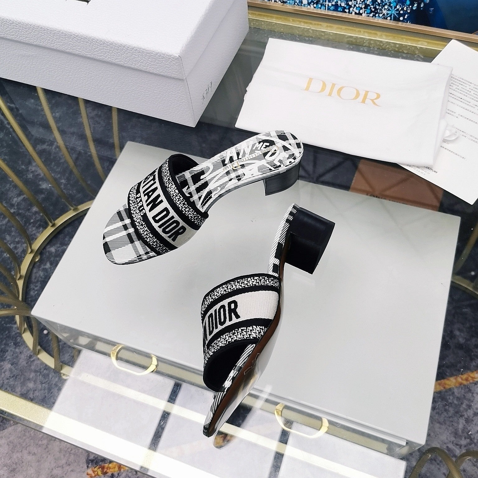 DIOR CD Mule Dway Heeled Slide 45mm Style 44