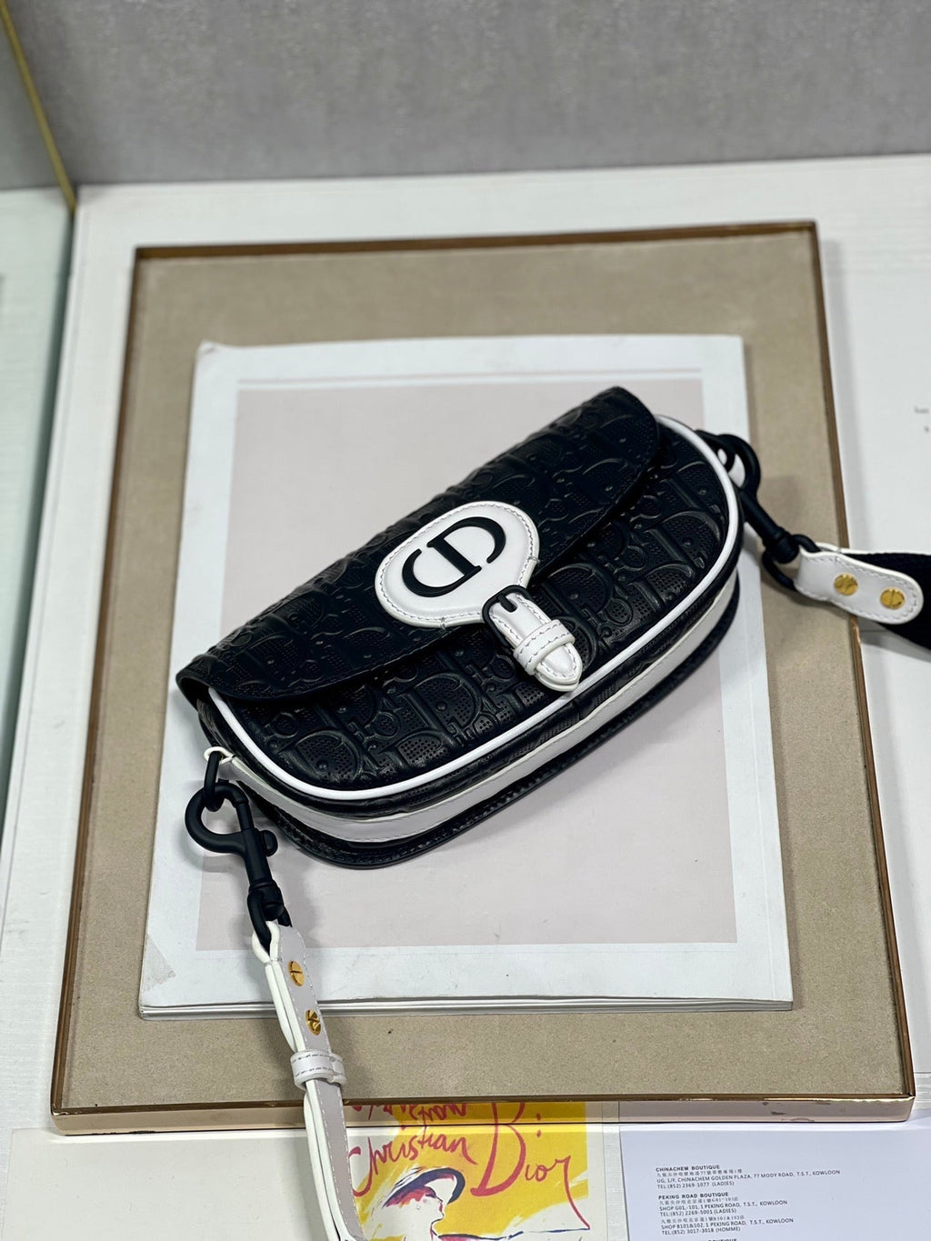 DIOR BOBBY EAST-WEST 21 BAG IN BLACK LAMBSKIN