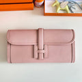 HERMES JIGE ELAN 29 CLUTCH IN CREPE PINK CALFSKIN