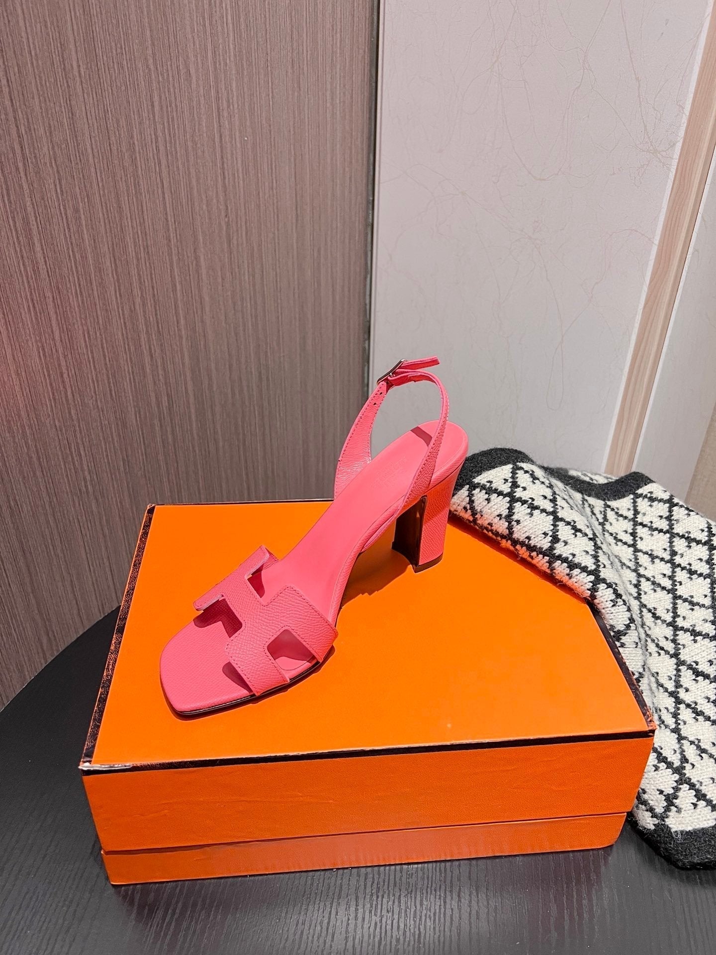 HERMES Slingback Sandal Eternite 95 Light Brick