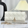 DIOR LADY 21 CHAIN BAG IN WHITE LAMBSKIN