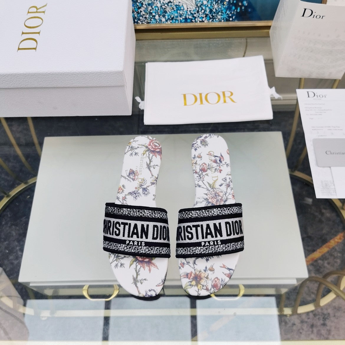 DIOR CD Mule Dway Slide 10mm Multi-motifs Style 71