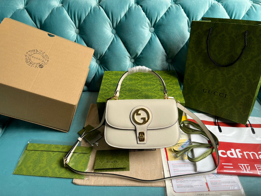 GUCCI BLONDIE 23 TOP-HANDLE BAG WHITE CALFSKIN