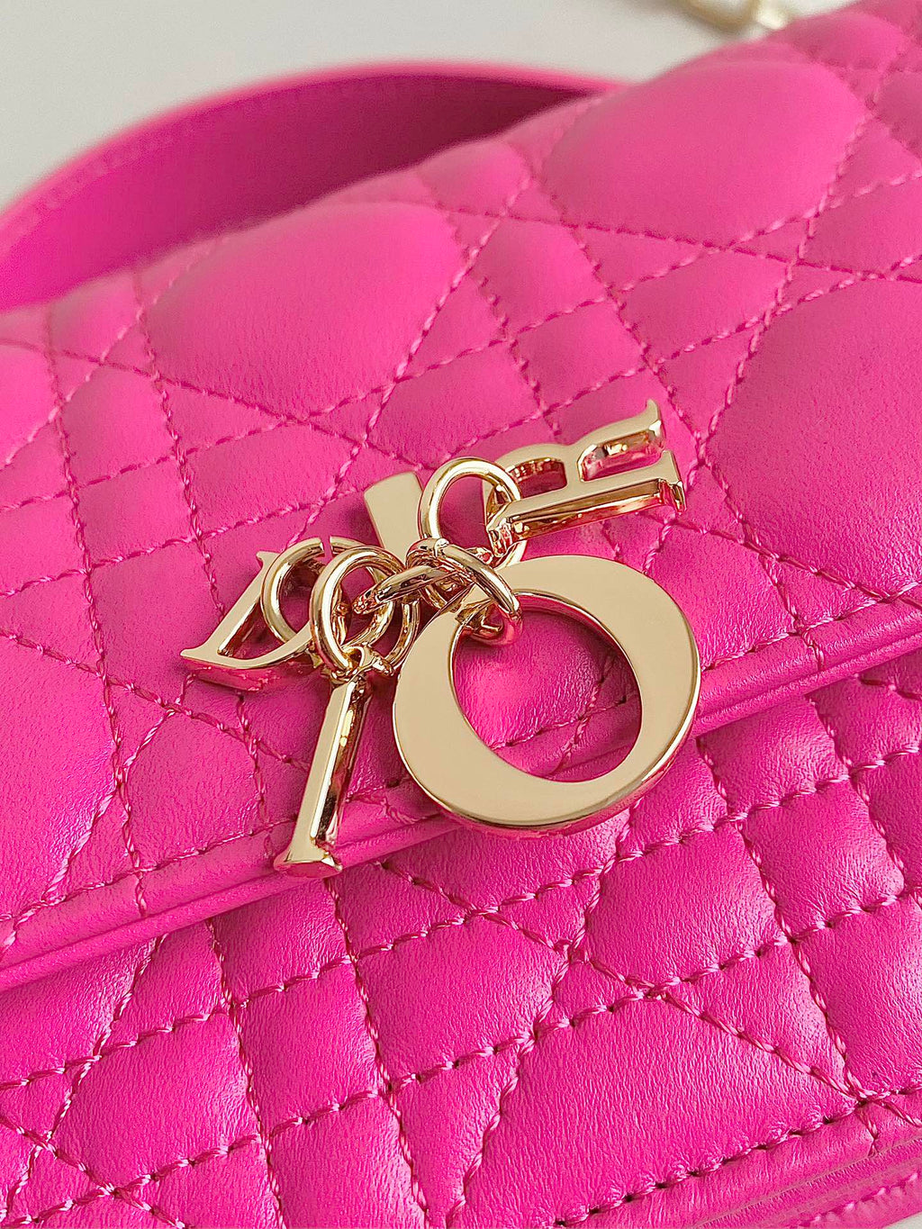 DIOR MICRO LADY 12 BAG IN HOT PINK LAMBSKIN