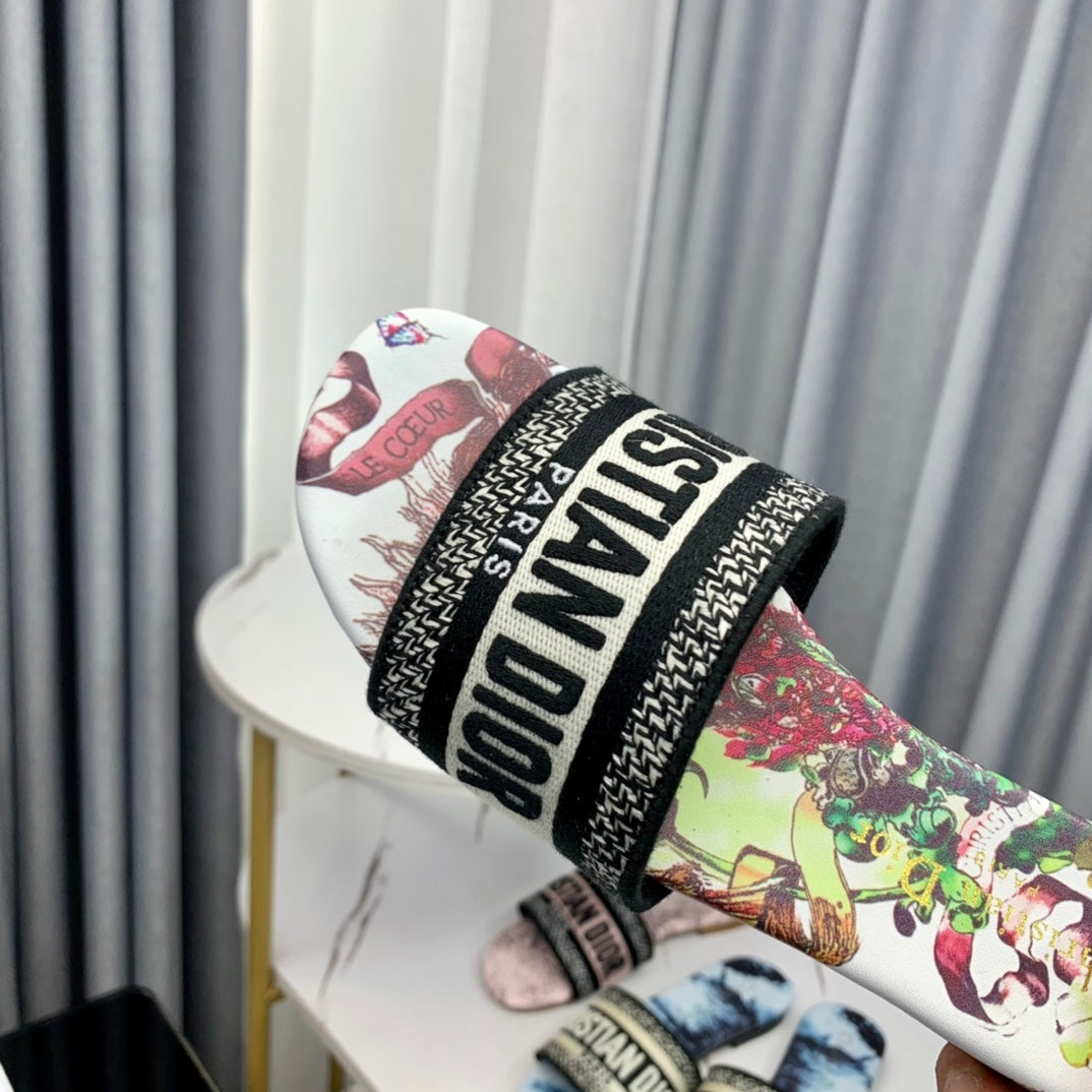 DIOR CD Mule Dway Slide 10mm Multi-motifs Style 46
