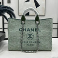 CHANEL DEAUVILLE LARGE 38 TOTE BAG IN LIGHT GREEN CANVAS