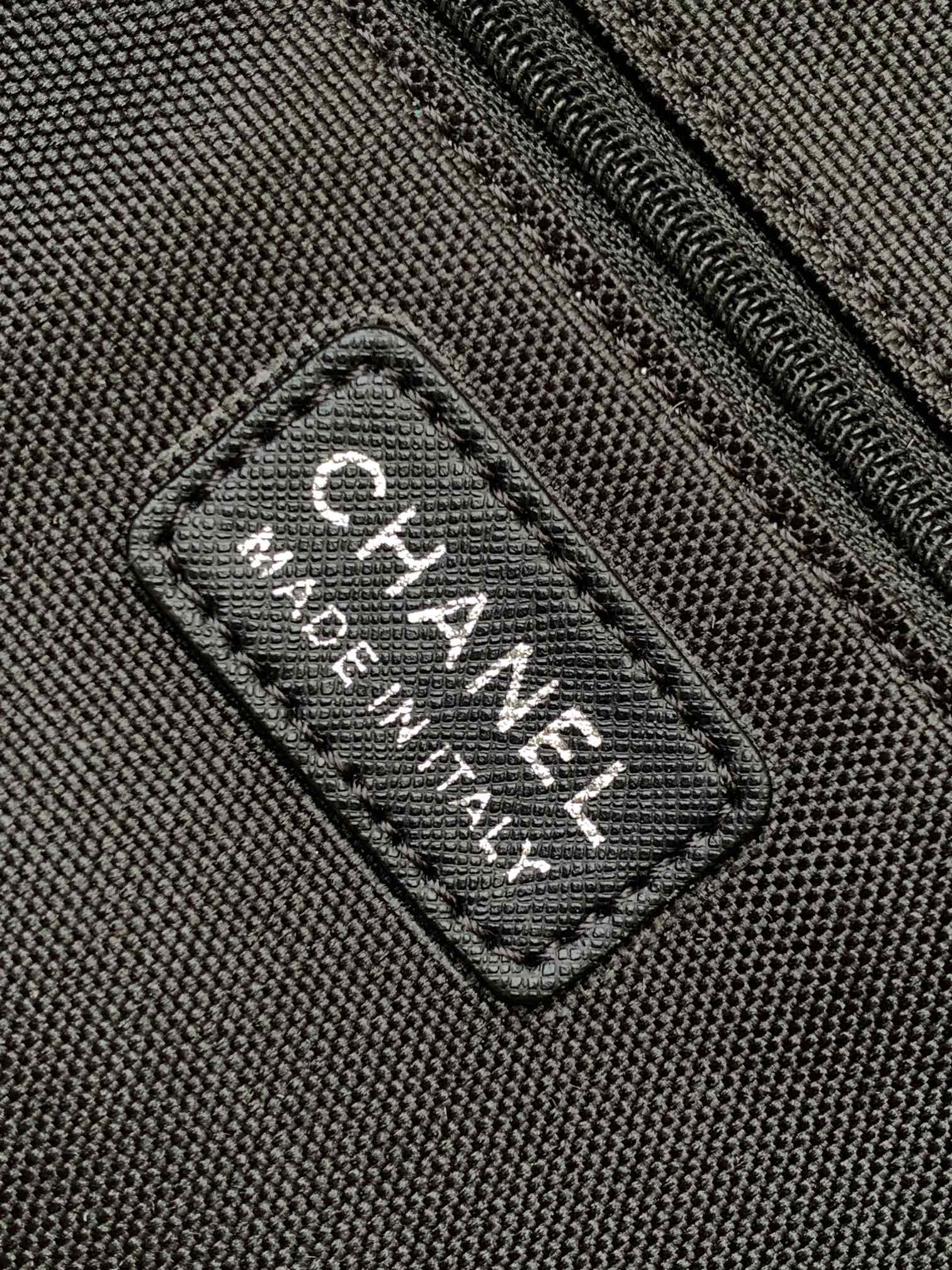 CHANEL TRAVEL BAG 45 IN BLACK CANVAS WITH WHITE LOGO