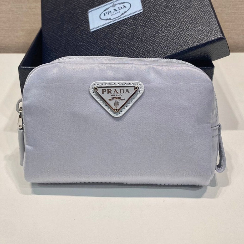 PRADA CLUTCH 12 IN LIGHT GREY RE-NYLON