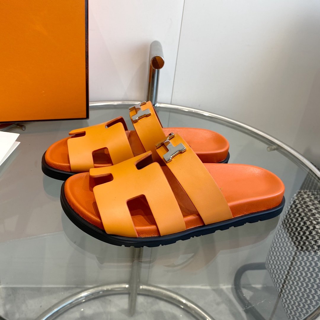 HERMES Chypre Sandal Orange Leather