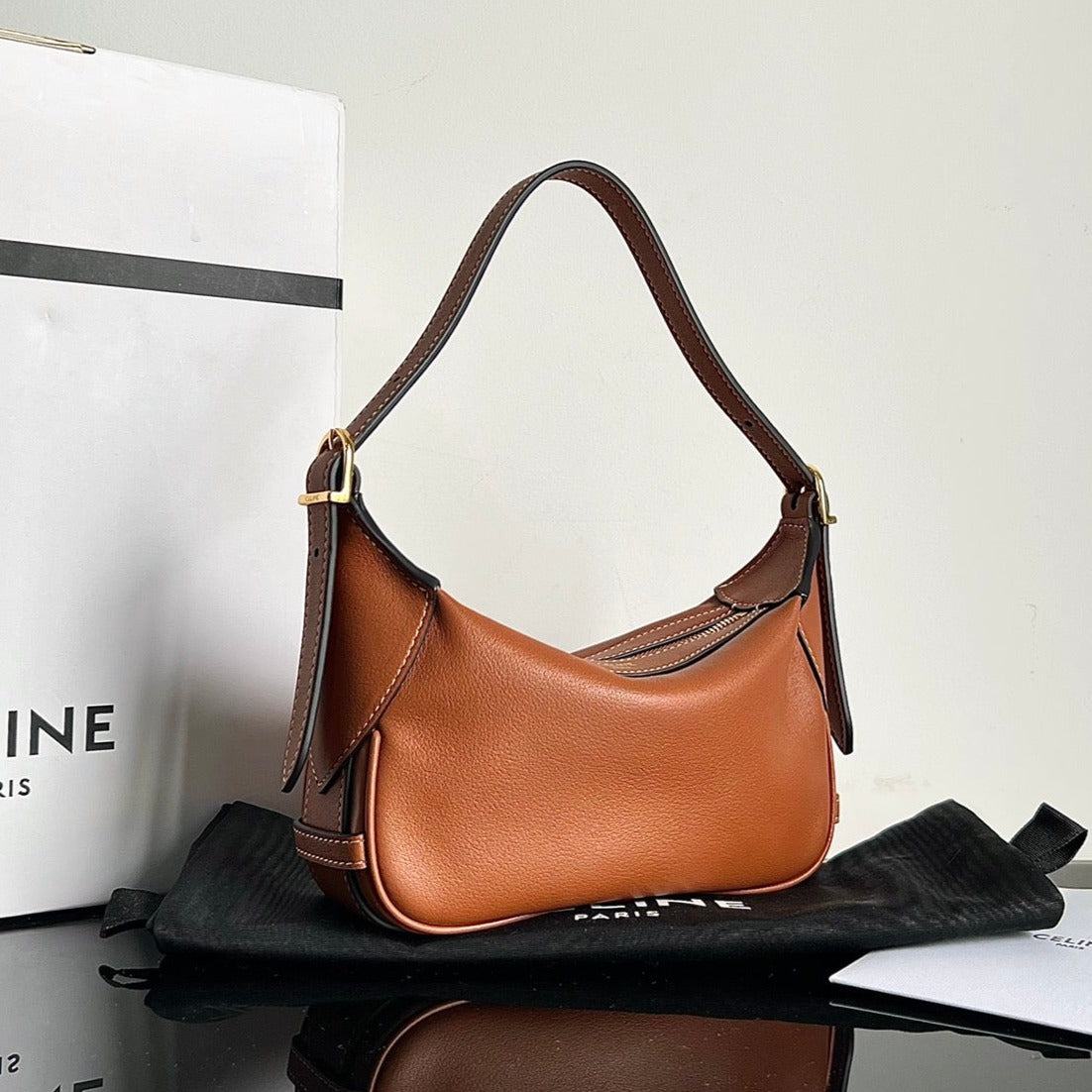 CELINE MINI SOFT 19 CALFSKIN HANDBAG TAN