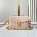 LOUIS VUITTON POCHETTE MÉTIS EAST WEST 21 IN PINK OPALE MONOGRAM ECLIPSE CANVAS GOLD BUCKLE