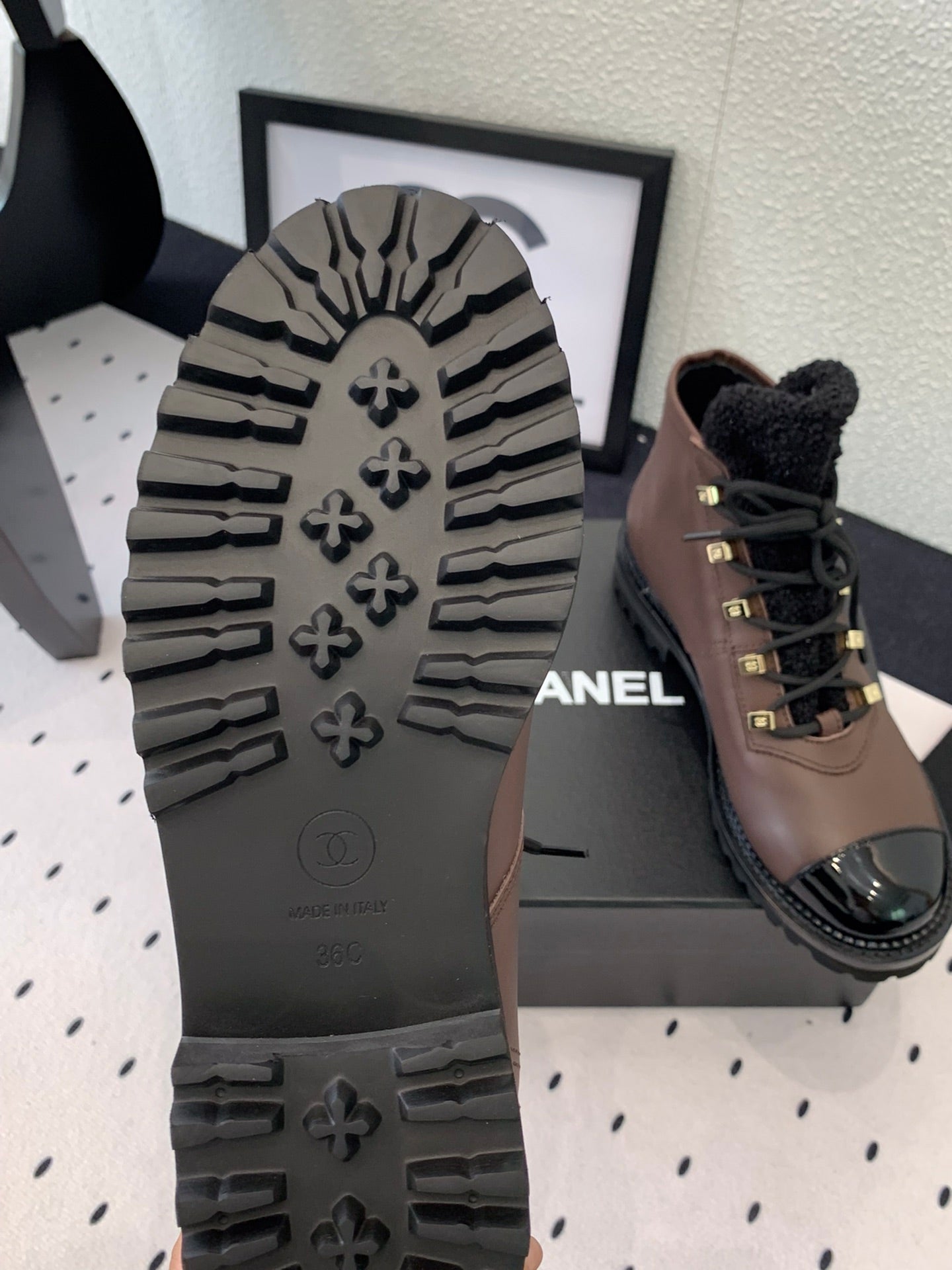 CHANEL ANKLE BOOTS IN HICKORY BROWN CALFSKIN
