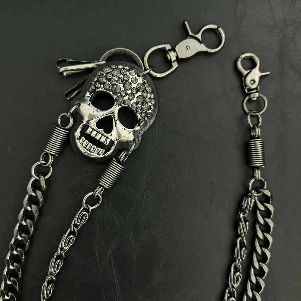 Chrome Hearts Pirate ghost head punk metal spike double-layer waist chain