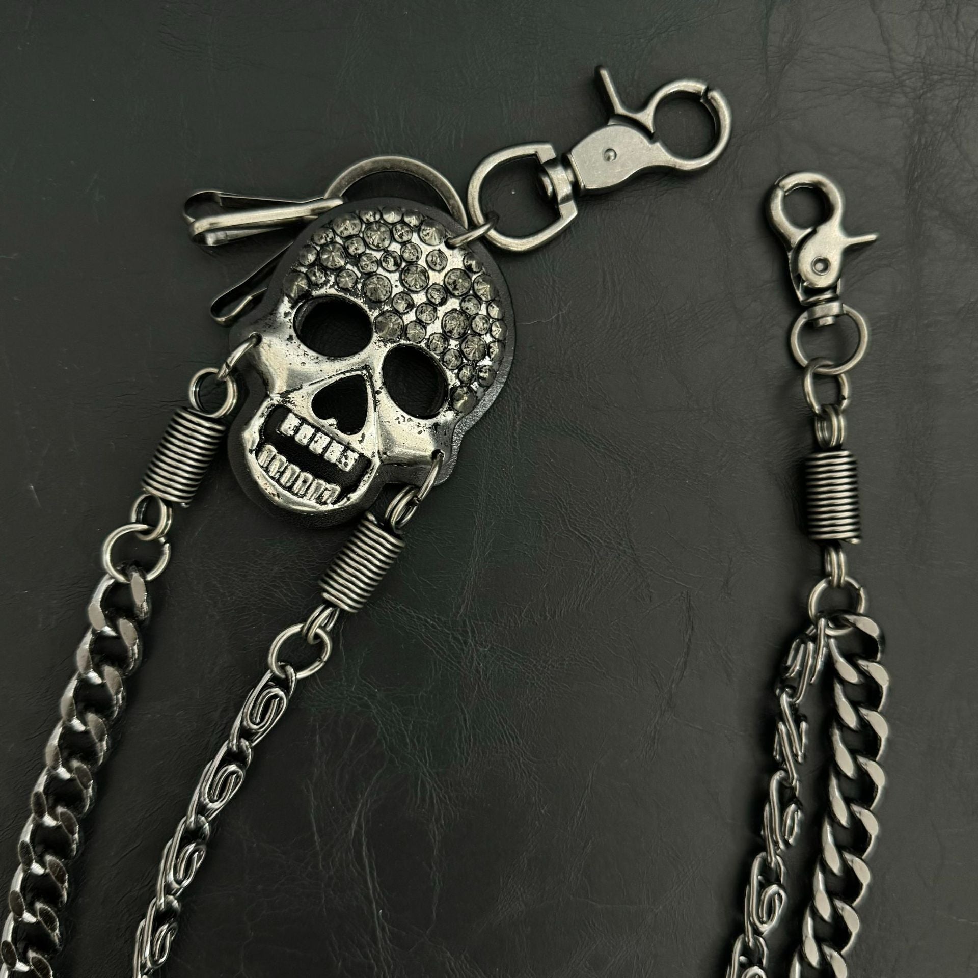 Chrome Hearts Pirate ghost head punk metal spike double-layer waist chain