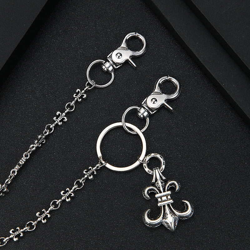 Chrome Hearts anchor chain jeans military flower matching chain