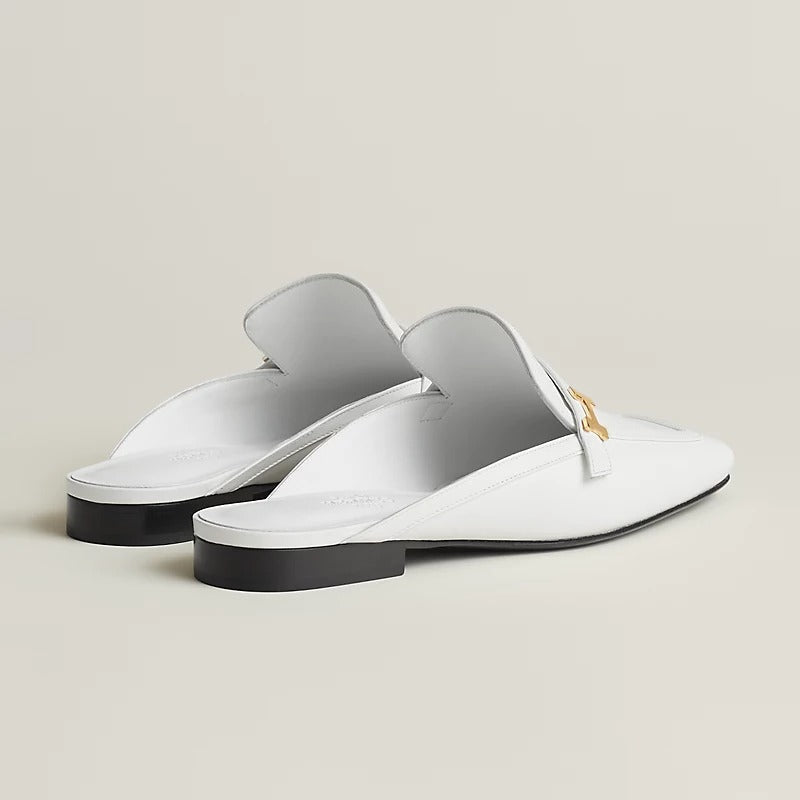 HERMES Groupie Mule Blanc