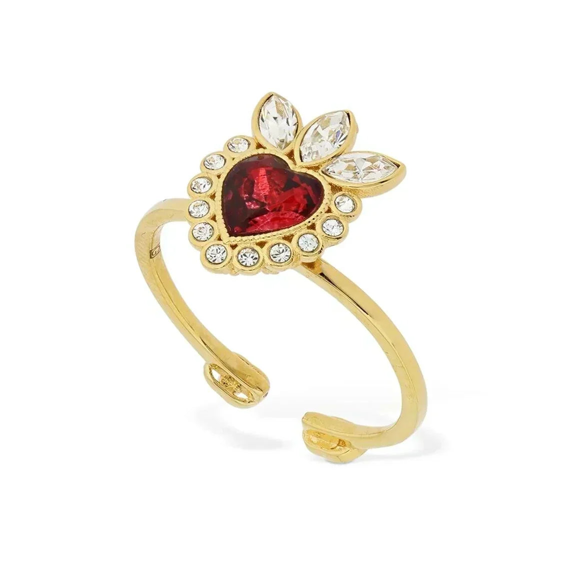18K Double Gucci Crystal Heart Ring