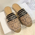 DIOR GRANVILLE ESPADRILLE CAMEL BEIGE OBLIQUE EMBROIDERED COTTON MULE