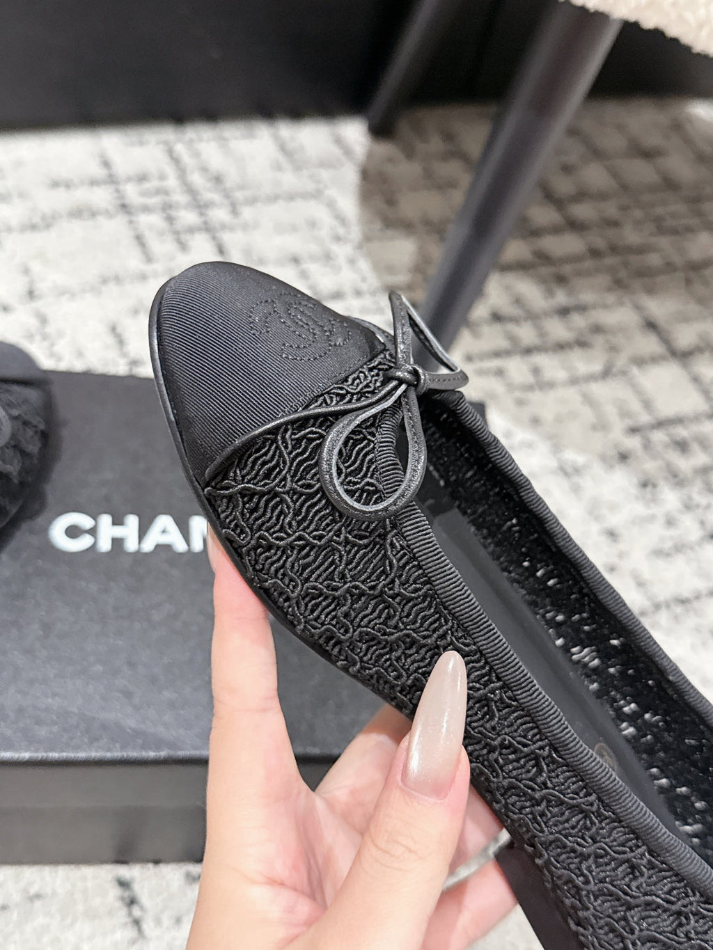 CHANEL BALLET FLAT 25S IN BLACK TWEED