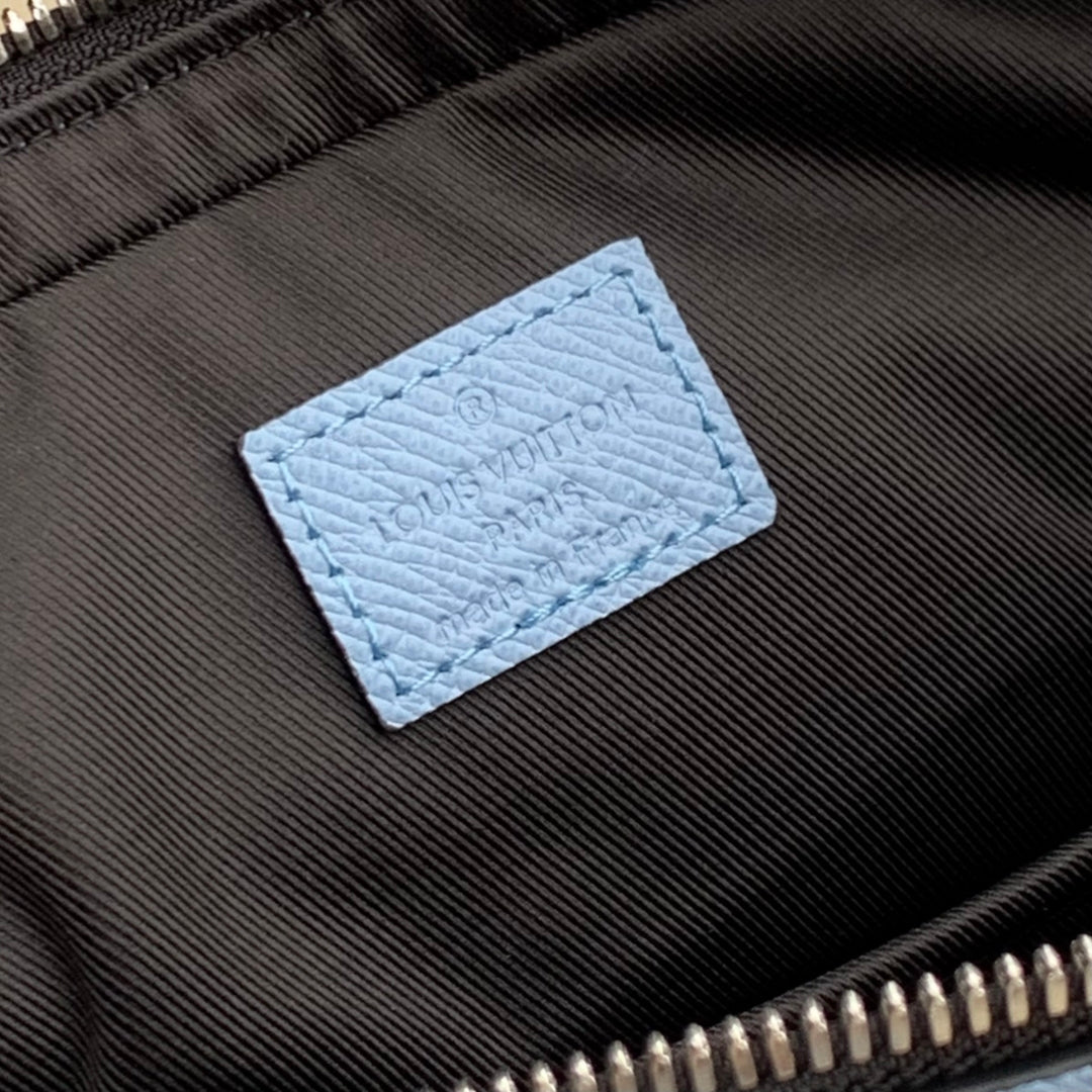 LOUIS VUITTON TRIO MESSENGER BAG 25 IN BLUE MONOGRAM COATED CANVAS AND CALFSKIN
