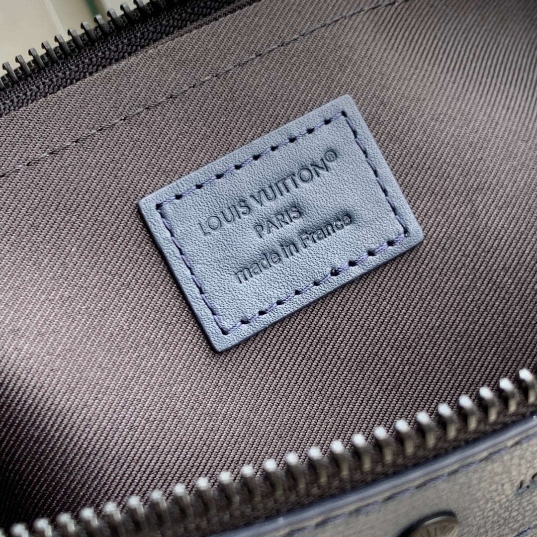 LOUIS VUITTON POCHETTE TOGO 30 IN DARK BLUE MONOGRAM ECLIPSE CALFSKIN EMBOSSED LOGO