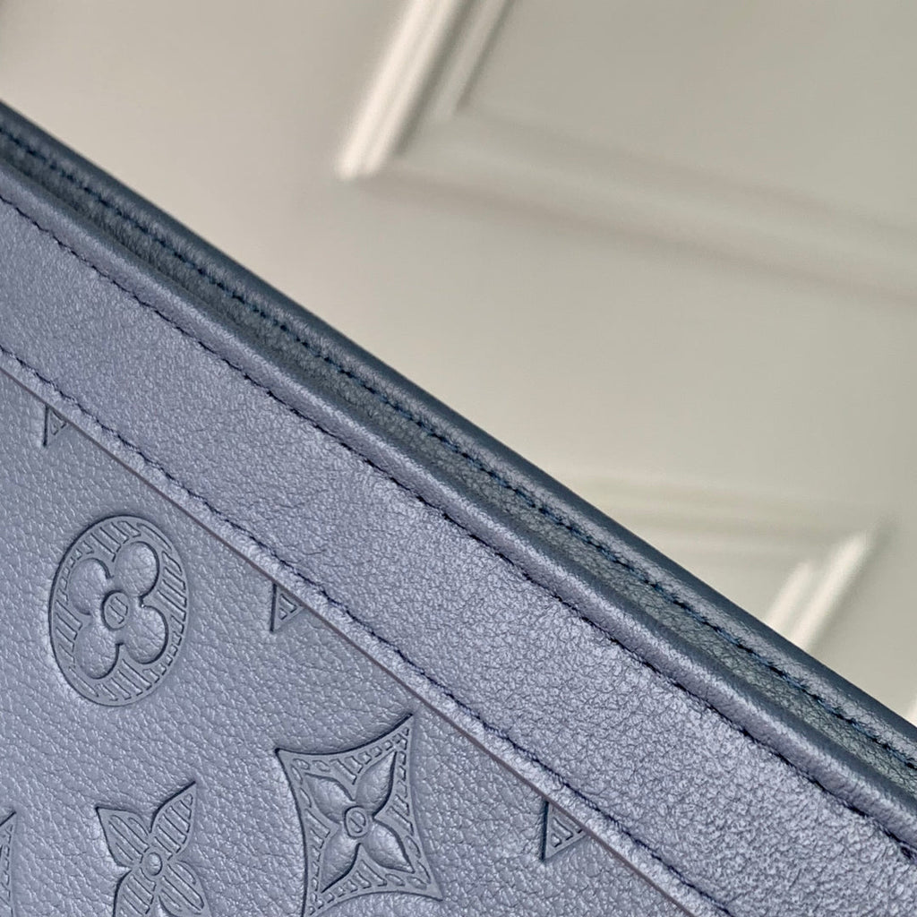 LOUIS VUITTON POCHETTE VOYAGE 27 IN DARK BLUE MONOGRAM ECLIPSE CALFSKIN EMBOSSED LOGO