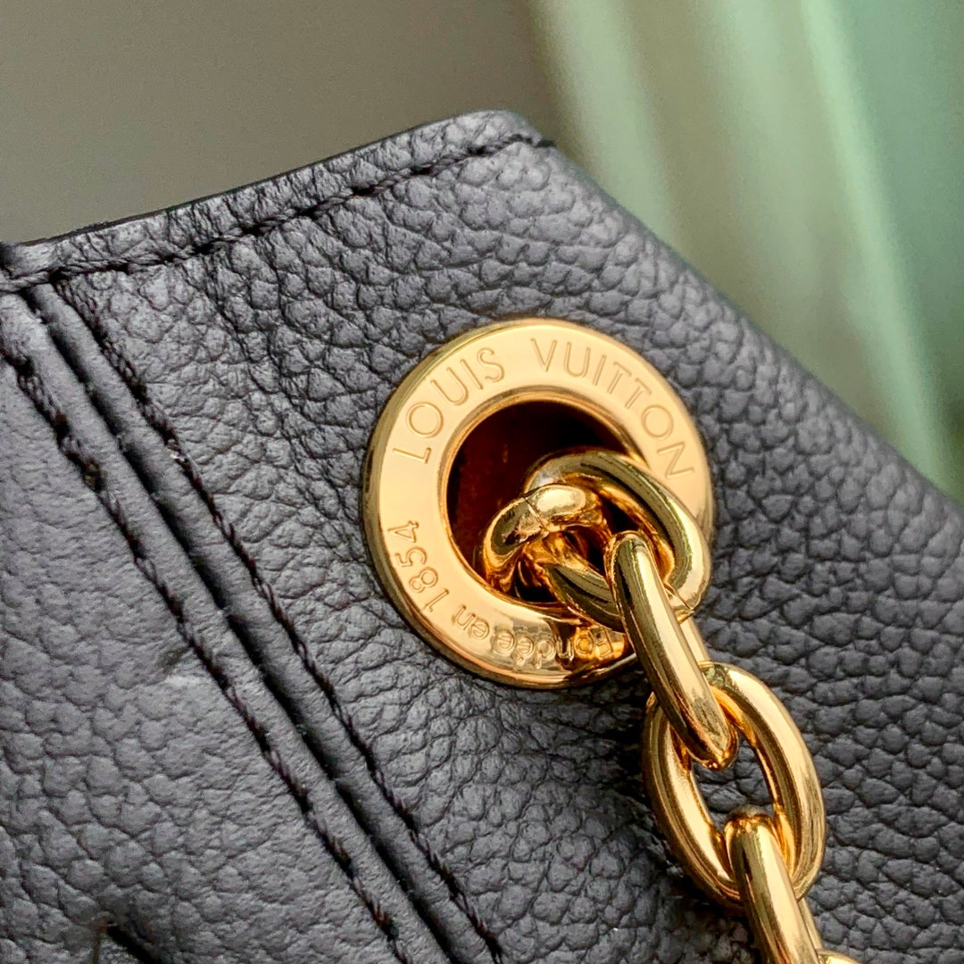 LOUIS VUITTON ANYTIME MM 42 IN BLACK MONOGRAM EMPREINTE CALFSKIN GOLD HARDWARE
