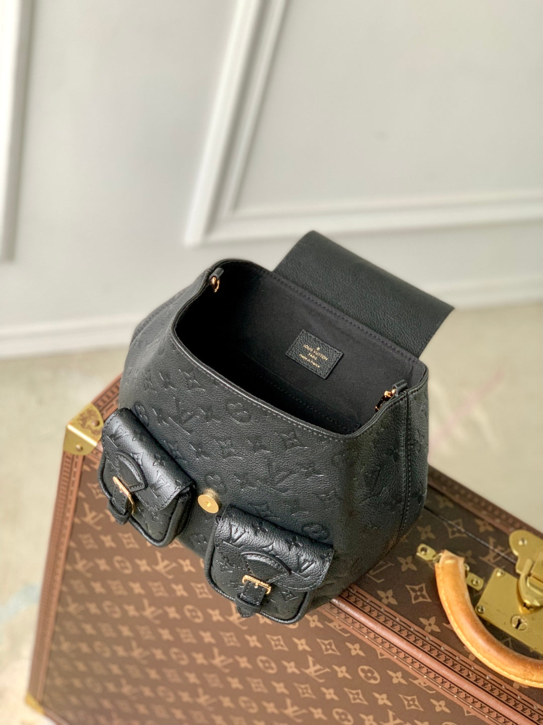 LOUIS VUITTON BACKUP BACKPACK 22 IN BLACK MONOGRAM EMPREINTE LEATHER