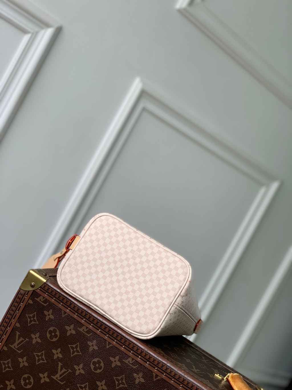 LOUIS VUITTON ROMANCE ALL IN BB 25S 18 IN DUNE MONOGRAM DAMIER CALFSKIN