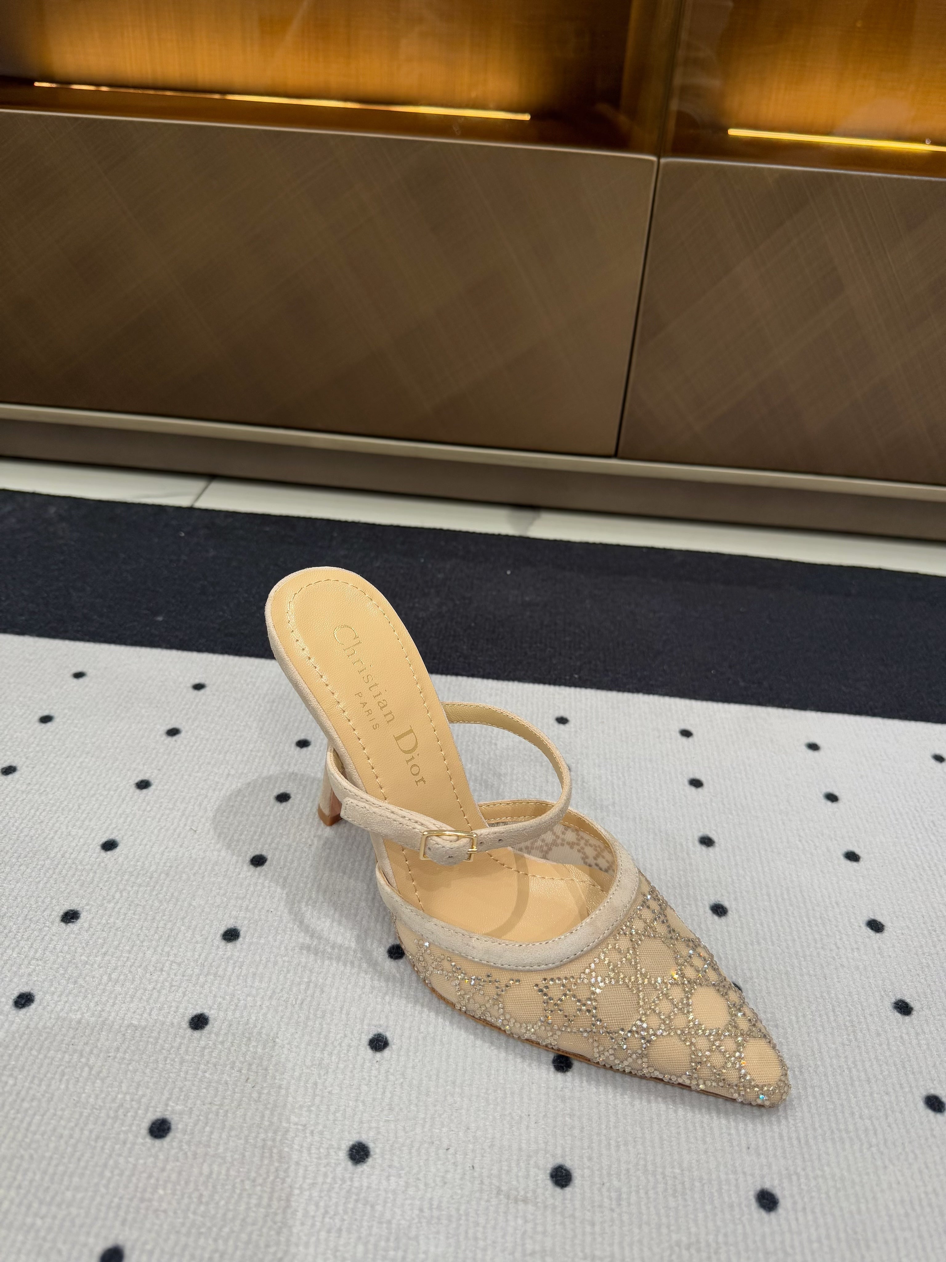 DIOR HIGH HEELS MULE IN CAMEL BEIGE LAMB SUEDE 10 CM