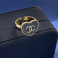 18K  Chanel Black Open Ring