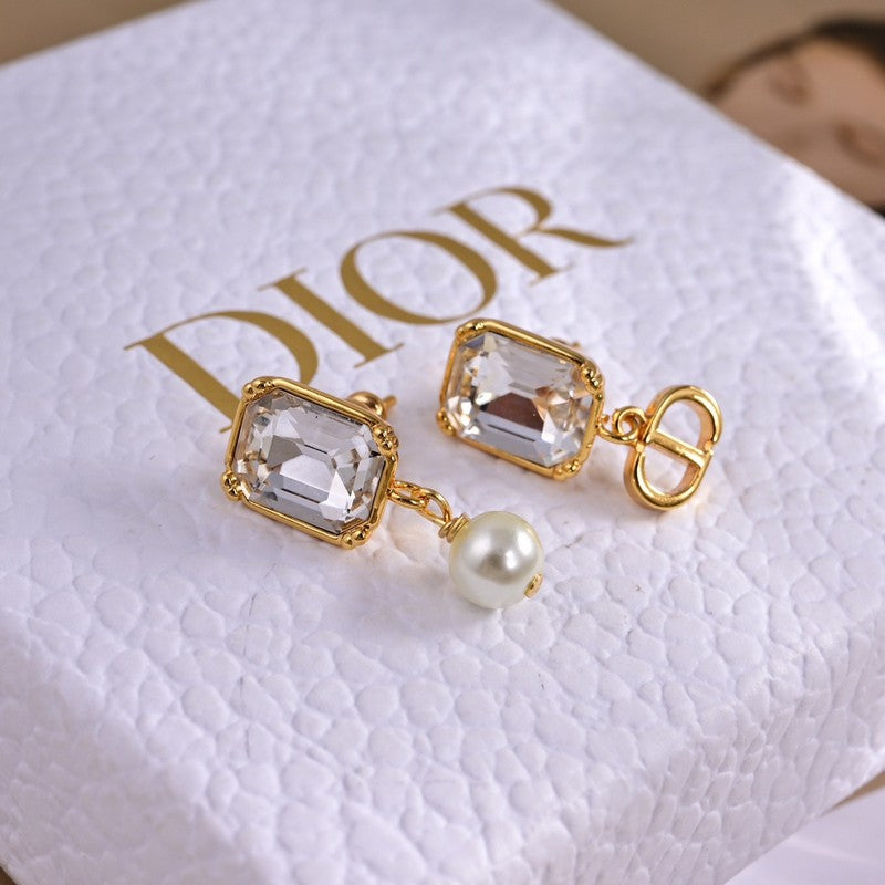 18K Dior Tribales Pearl Crystal Earrings