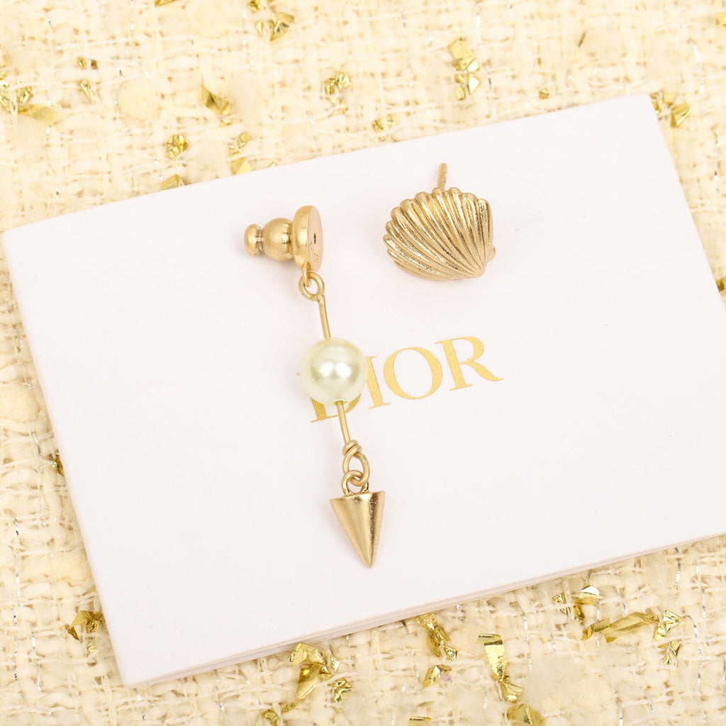 18K Dior Pearl Pendant Earrings