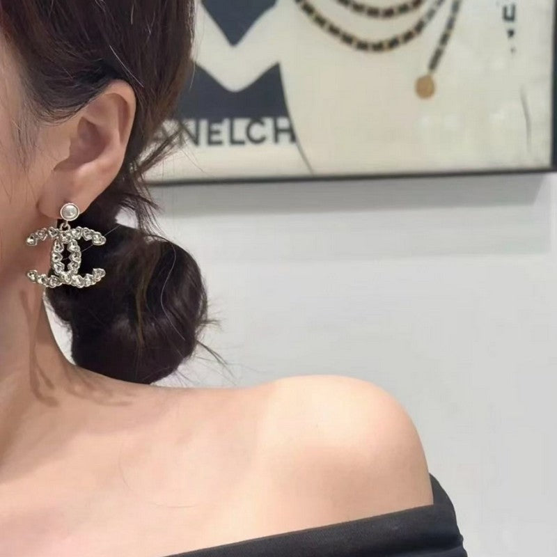18K  Chanel Pearl & Crystal Earrings