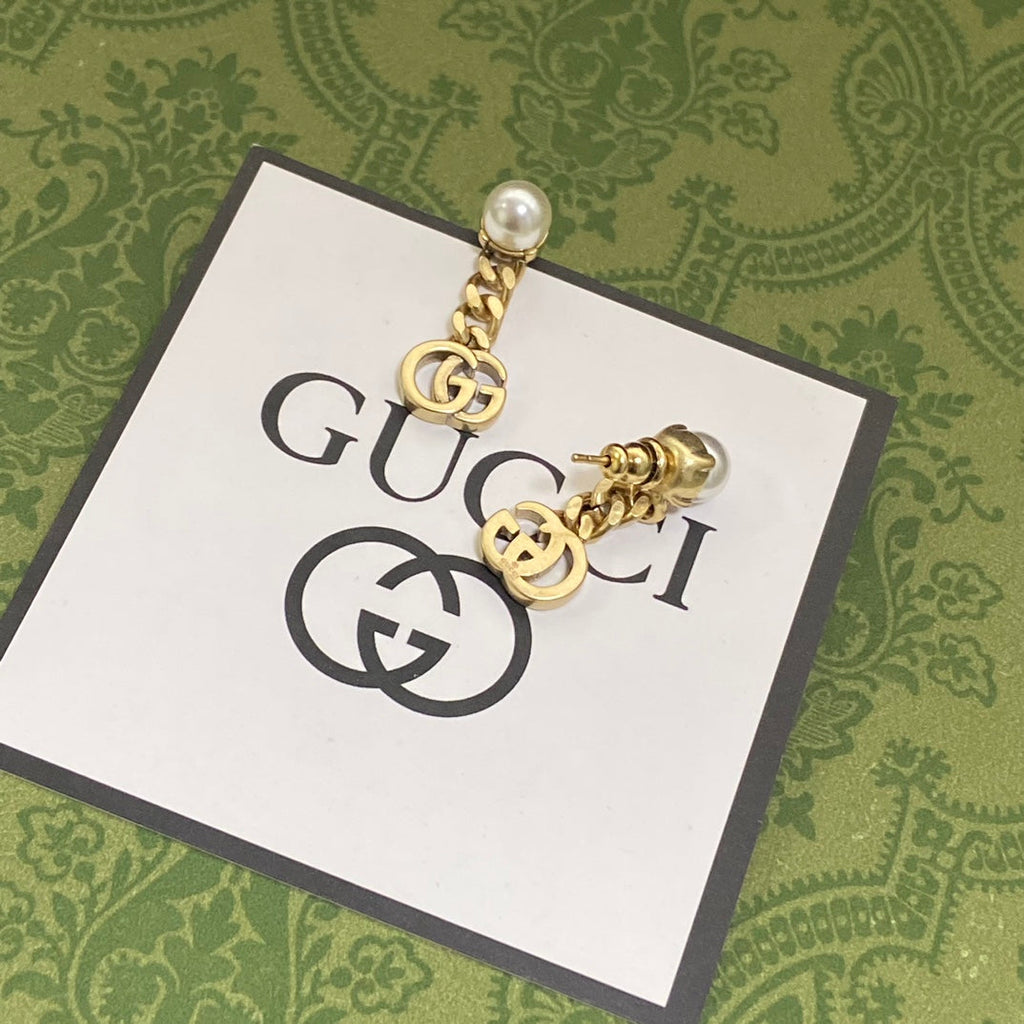 18K Double Gucci Chain Earrings