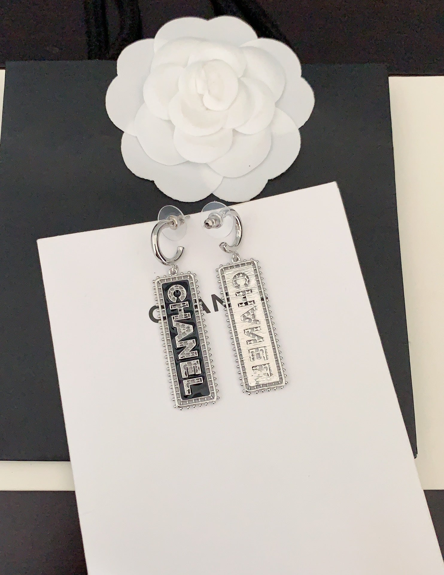 18K  Chanel Typo Drop Earrings