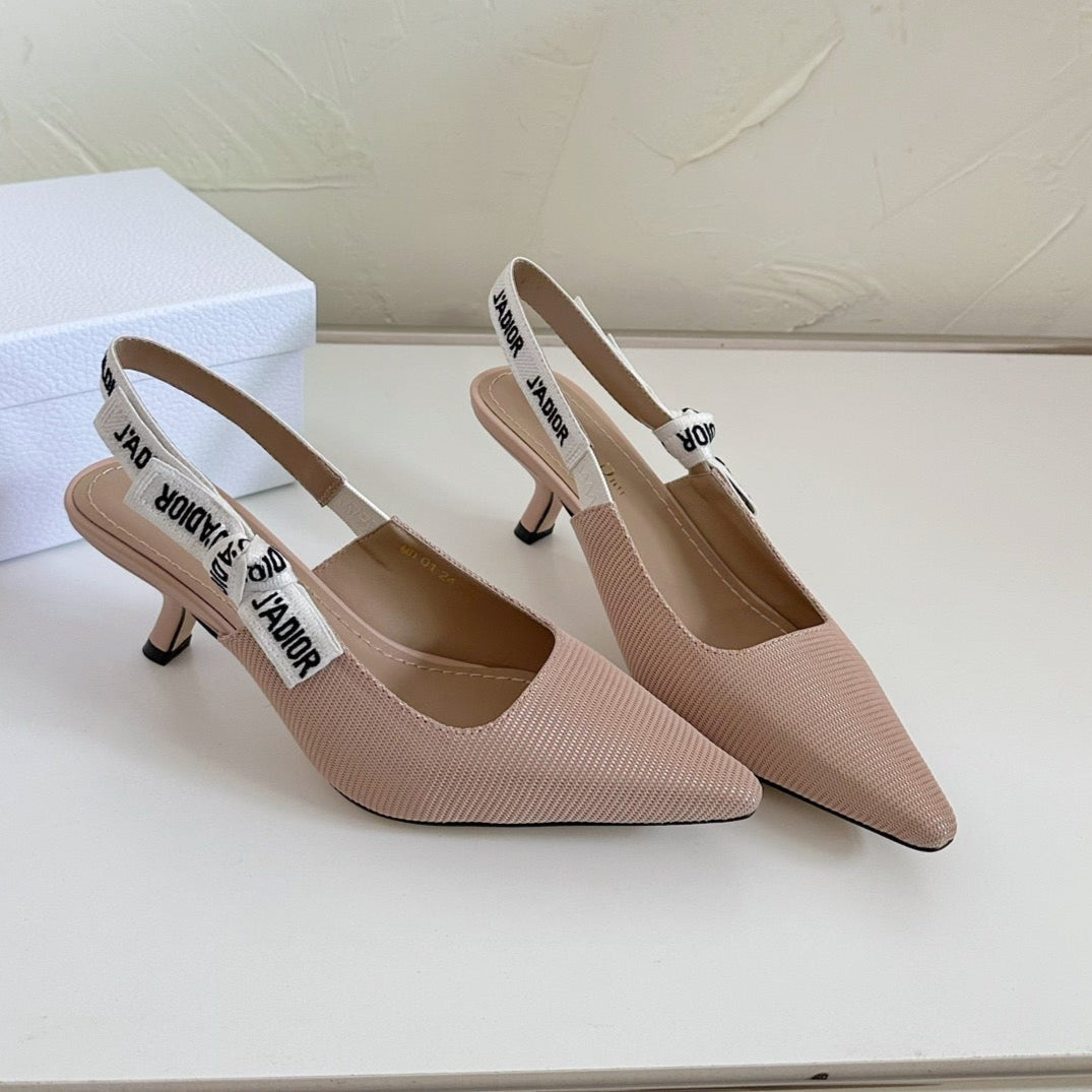 DIOR J'A SLINGBACK PUMP NUDE PINK TECHNICAL FABRIC 65 MM