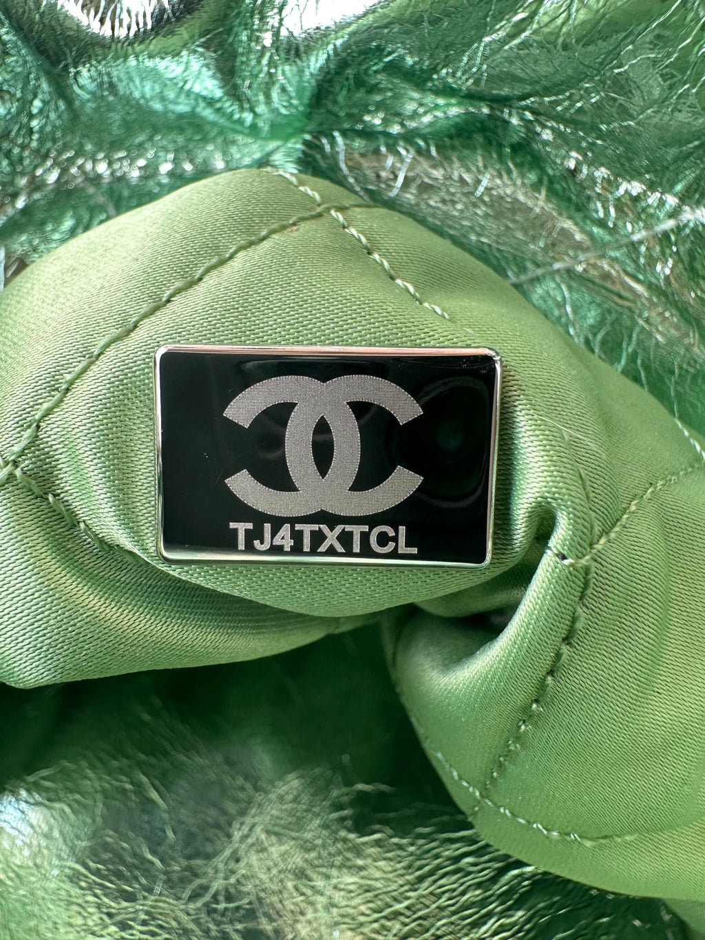 CHANEL MINI 20 BAG IN SEA GREEN METALLIC LAMBSKIN