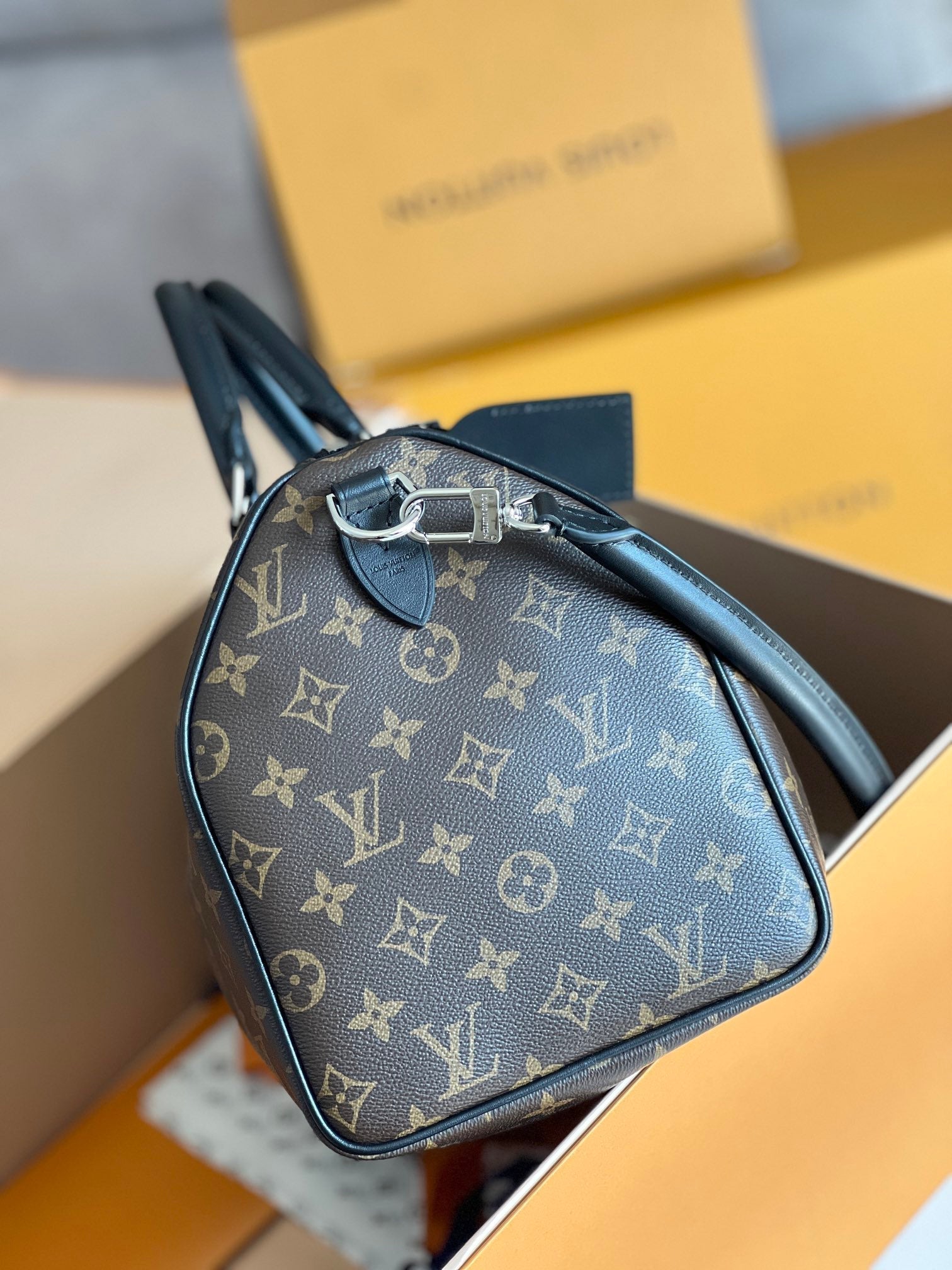 LOUIS VUITTON LV 25S SPEEDY SOFT 30 IN BROWN MONOGRAM CANVAS AND CALFSKIN SILVER HARDWARE