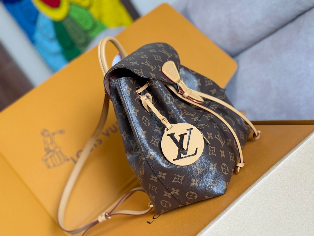 LOUIS VUITTON LV 25S MONTSOURIS 33 IN BROWN MONOGRAM CANVAS LEATHER TRIM GOLD HARDWARE