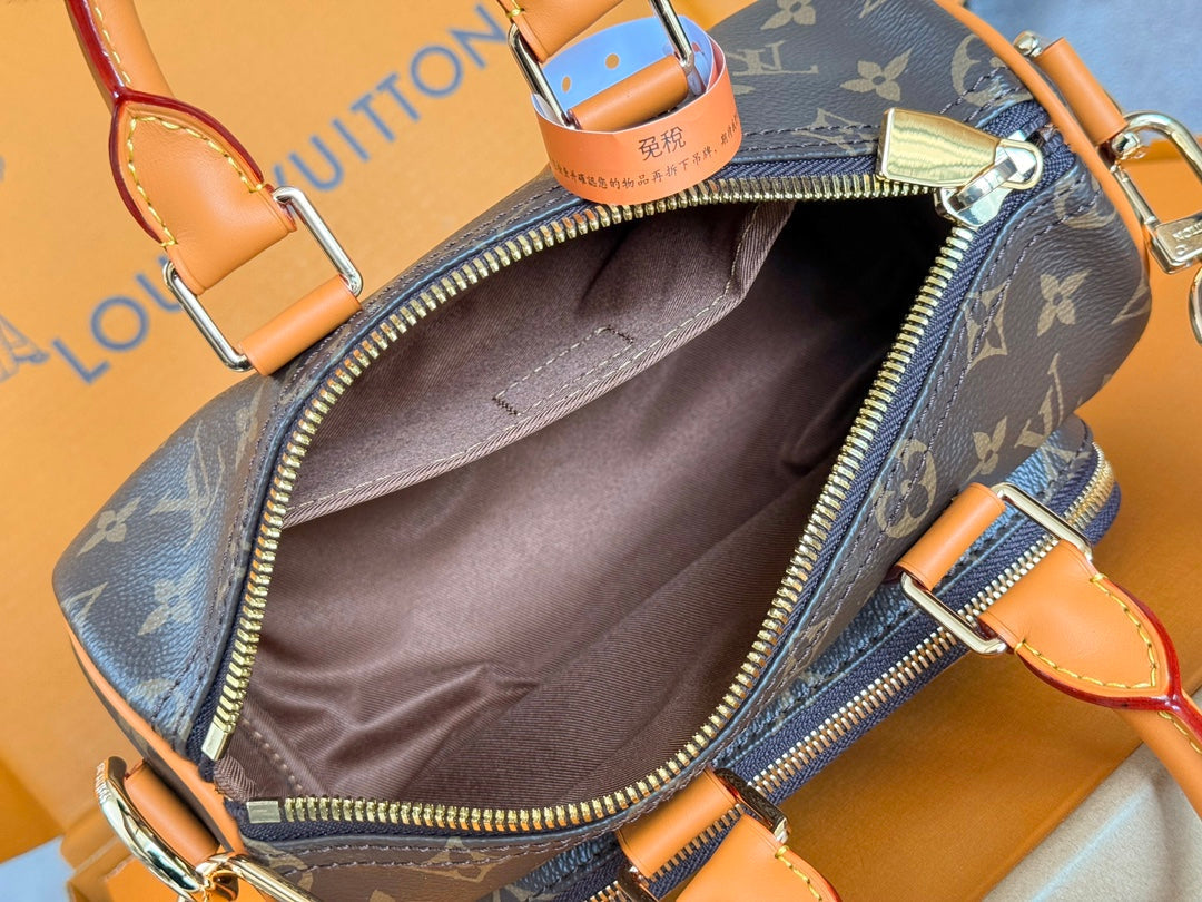 LOUIS VUITTON LV 25S KEEPALL CARGO 25 IN BROWN MONOGRAM CANVAS AND CALFSKIN GOLD HARDWARE