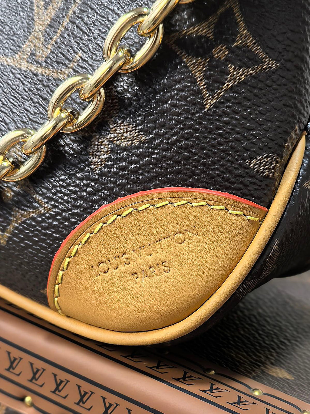 LOUIS VUITTON LV 25S BOULOGNE 20 IN DARK BROWN MONOGRAM CANVAS GOLD HARDWARE