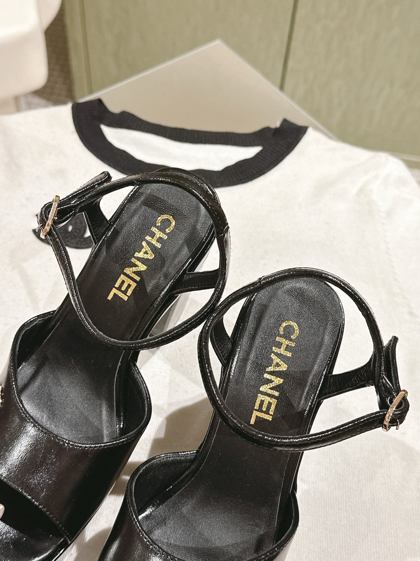 CHANEL HIGH SANDAL BLACK CALFSKIN