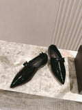 CHANEL FLATS 25S IN BLACK PATENT LEATHER