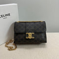 CELINE MEDIUM VICTOIRE BAG 25 IN BLACK TRIOMPHE CANVAS GOLD HARDWARE