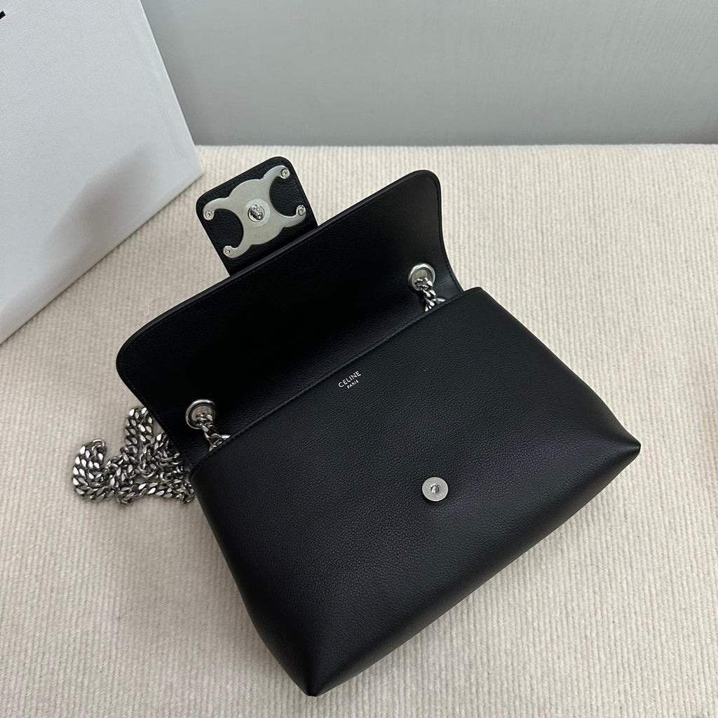 CELINE MEDIUM VICTOIRE BAG 25 IN BLACK SUPPLE CALFSKIN SILVER HARDWARE