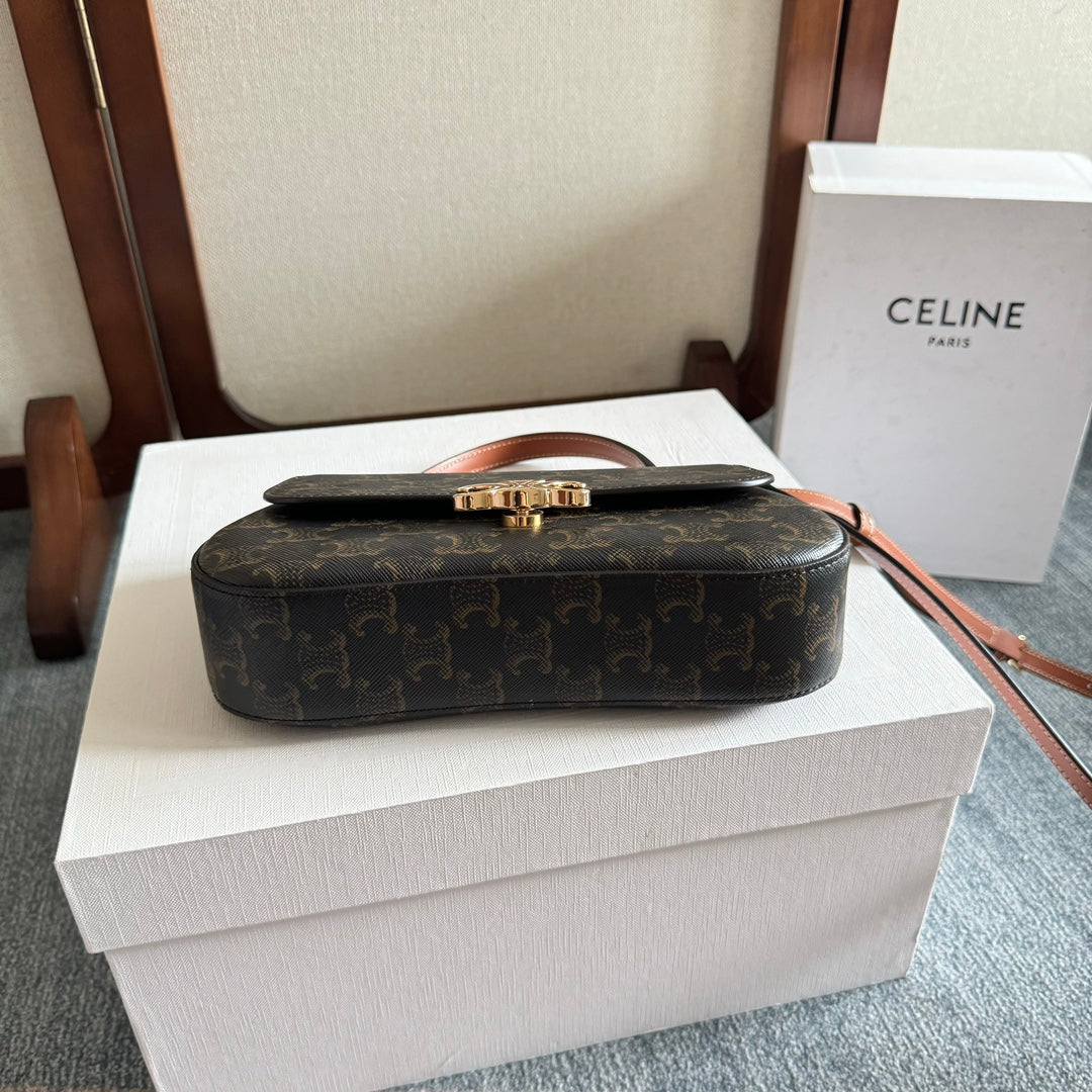 CELINE TEEN LOLA 20 IN BLACK TRIOMPHE CANVAS GOLD HARDWARE